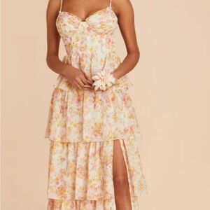 Birdie Grey chiffon pressed floral bridesmaid dress